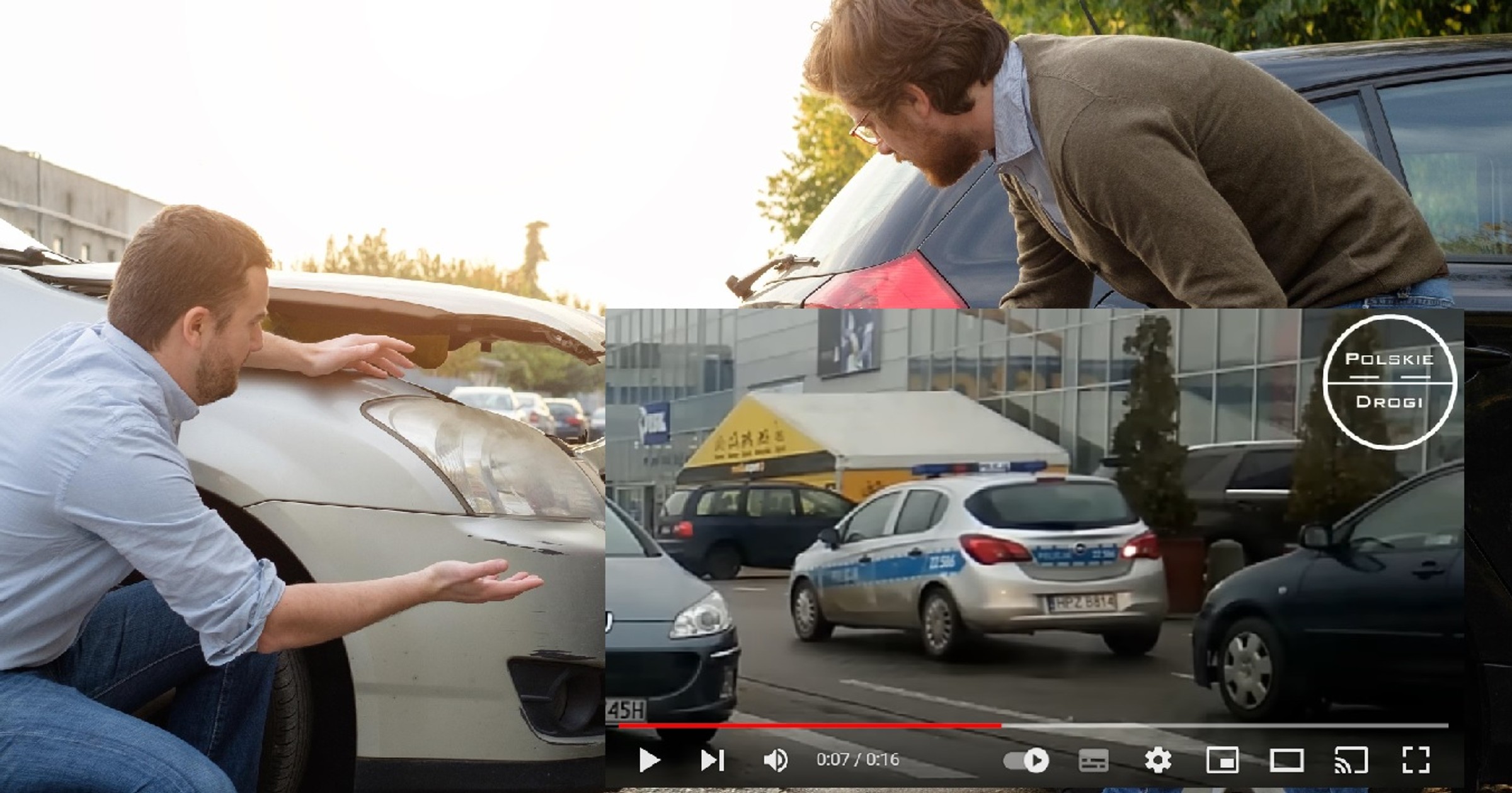 Stłuczkę można załatwić dwojako — spisując oświadczenie lub wzywając policję (fot. screen YouTube/@polskiedrogiTVpl)