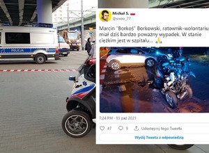 "Borkoś" ucierpiał w zderzeniu motoambulansu z samochodem. Teraz walczy o swoje życie