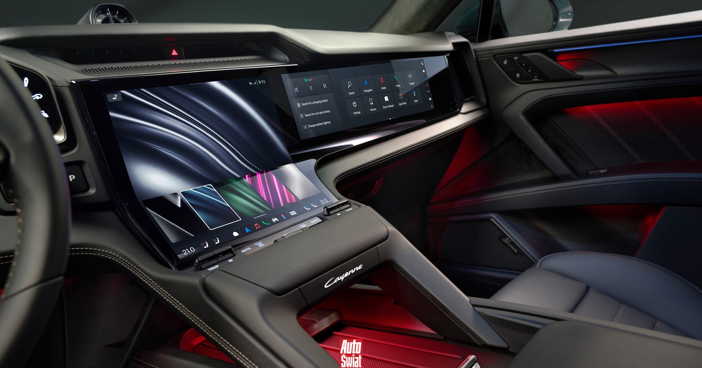 Porsche pokazało wnętrze nowego Cayenne. Ma największą powierzchnię wyświetlaczy