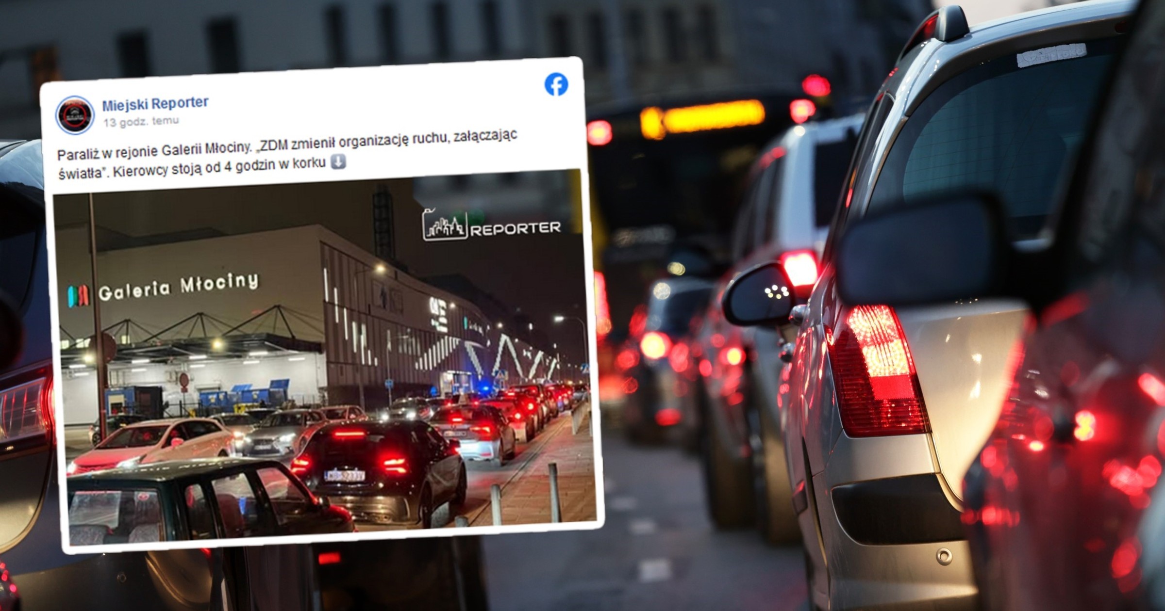 Korek przy wyjeździe z parkingu Galerii Młociny