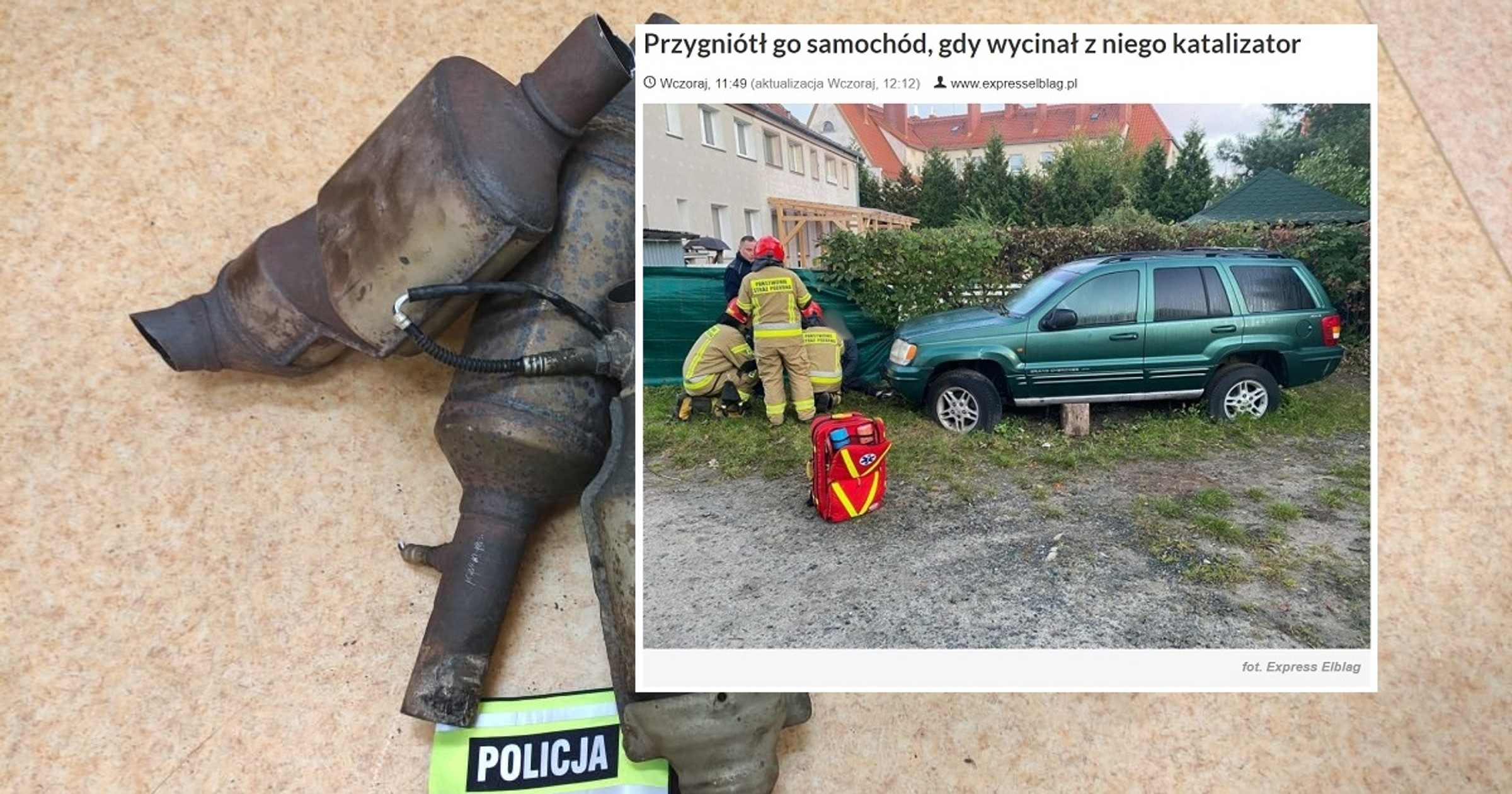 Auto przygniotło złodzieja katalizatorów. A to pech!