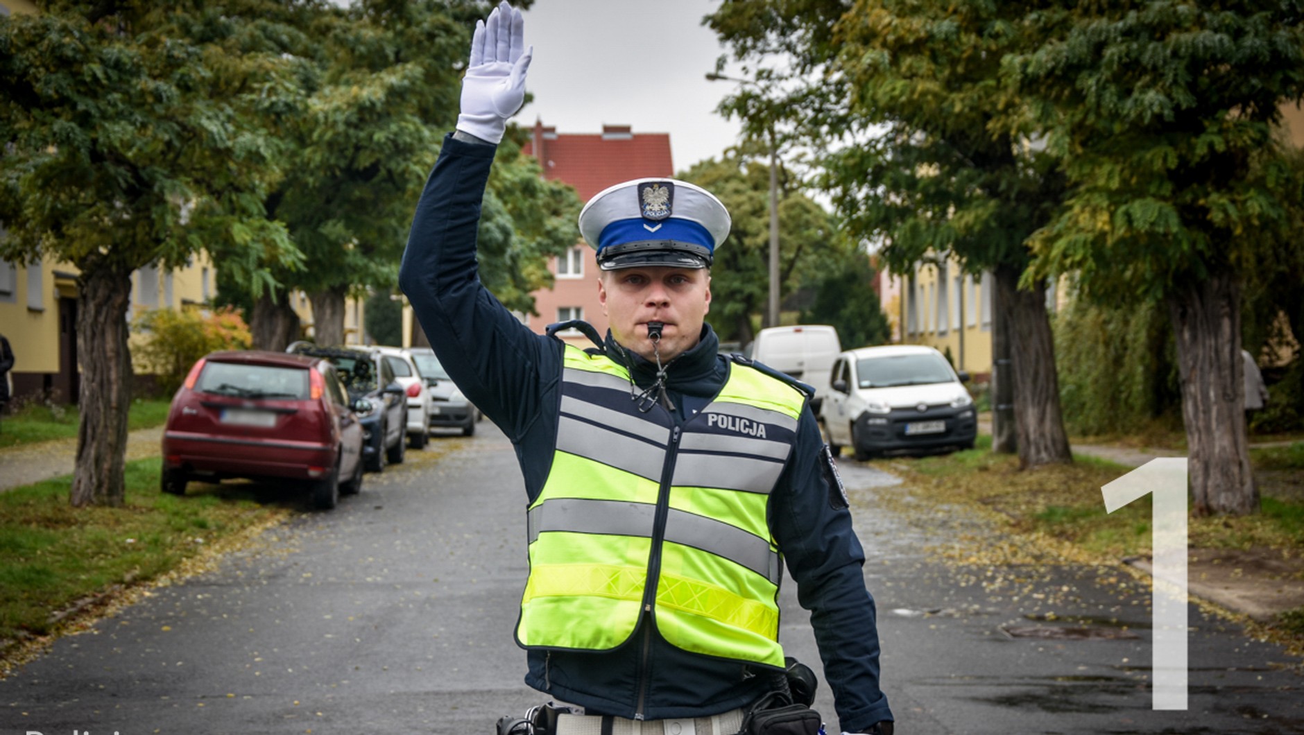 Policyjne gesty na skrzyżowaniu