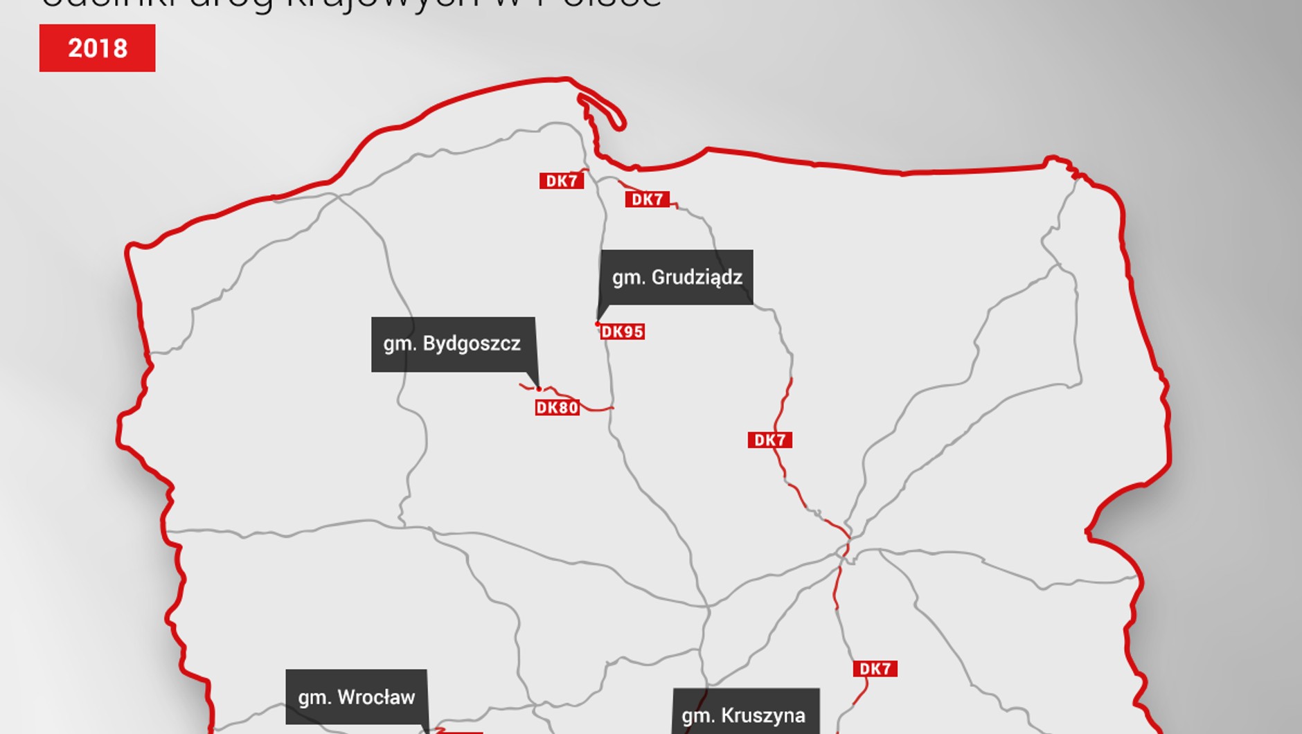 Odcinki dróg krajowych na których zgłoszono najwięcej kontroli