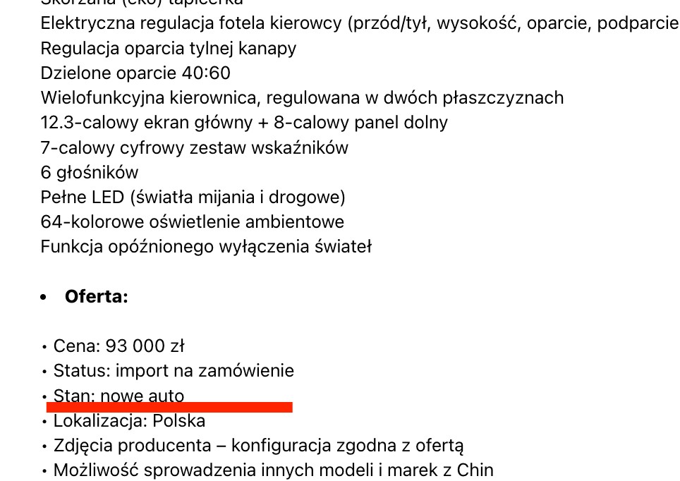 W treści ogłoszenia już nie ma ściemy – oferta dotyczy samochodu nowego