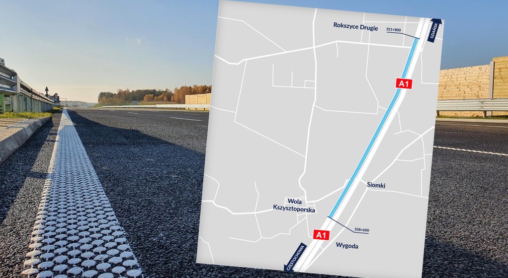Na budowanej autostradzie A1 GDDKiA udostępniła kierowcom kolejne 5,5 km jezdni w pełnej szerokości