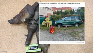 Złodziej katalizatorów złapany na gorącym uczynku. Przygniótł go okradany samochód