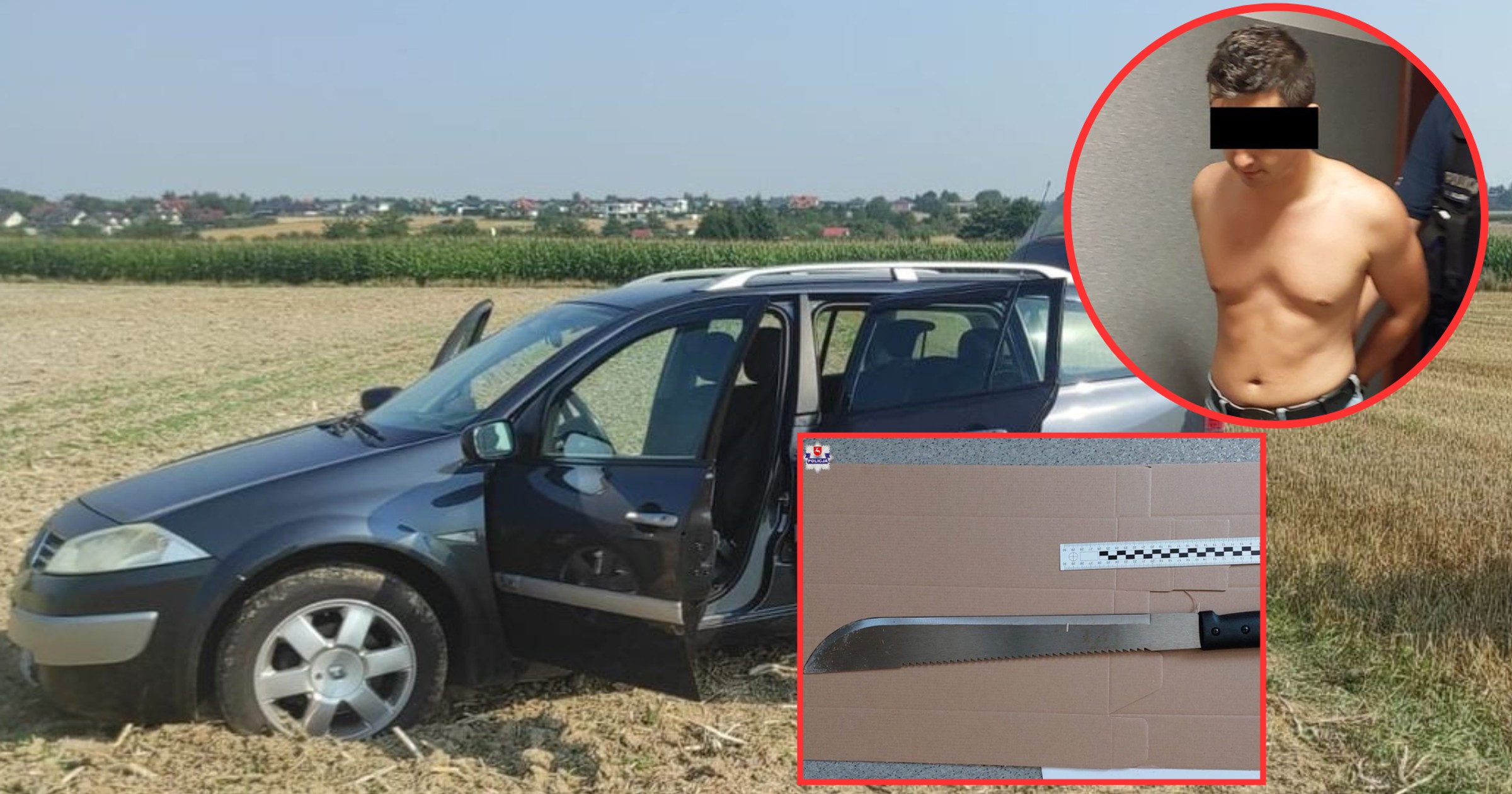 24-latek uciekał Renault Megane przed policją. Z samochodu wyszedł z maczetą w ręce