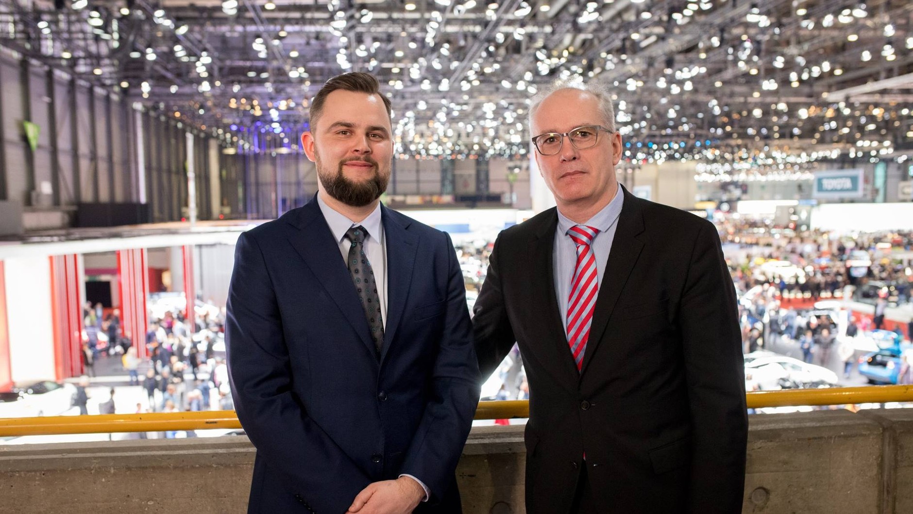 Piotr Zaremba (ElectroMobility Poland) oraz Andreas Quanz (EDAG) podczas Geneva International Motor Show