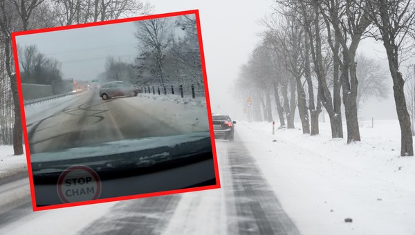 Zaczął robić efektowne piruety. Wcześniej kierowca Opla jechał bez wyobraźni [WIDEO]