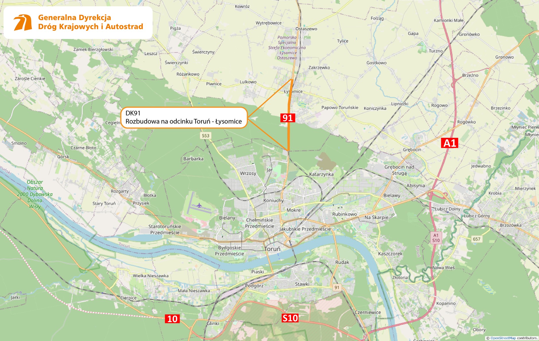 Rozbudowa DK91 Łysomice - Toruń