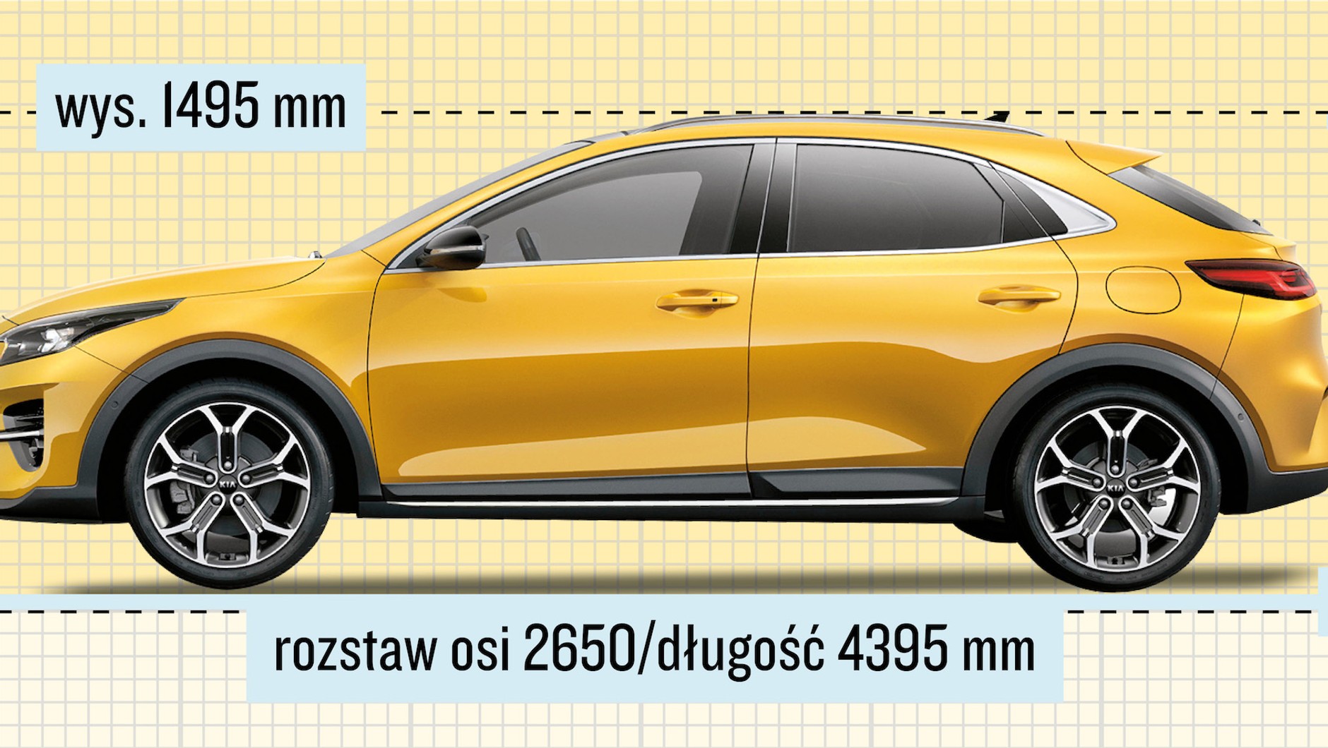 XCeed: Taki sam rozstaw osi, większa długość przypada na zwisy. 184 mm prześwitu, siedzi się o 42 mm wyżej niż w Ceedzie. Kufer: 426-1378 l.