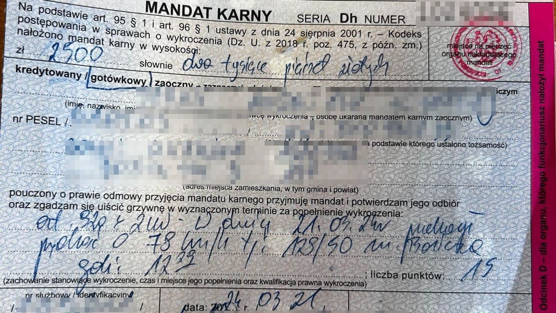 mandat kierowcy porsche