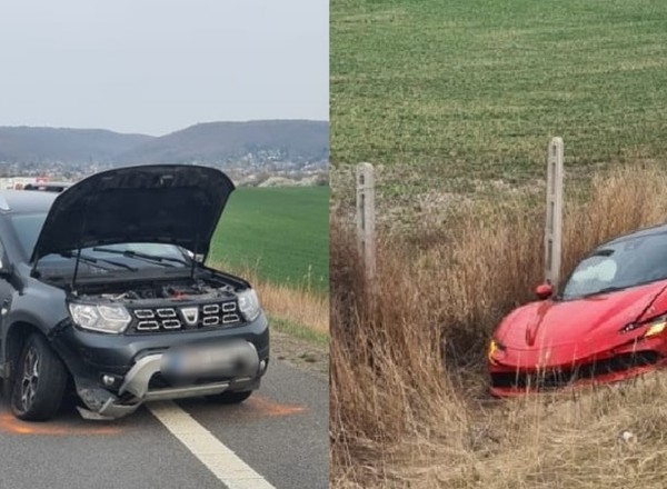 Dacia Duster zderzyła się z Ferrari SF90. "1:0" dla Dacii [Zdjęcia]