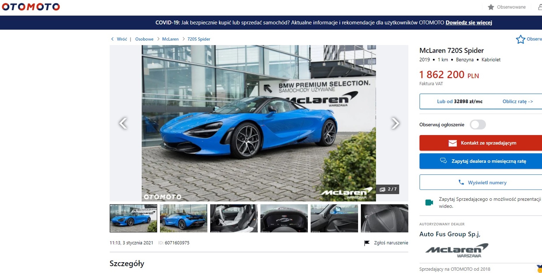 McLaren 720 S Spider – 1 862 200 zł
