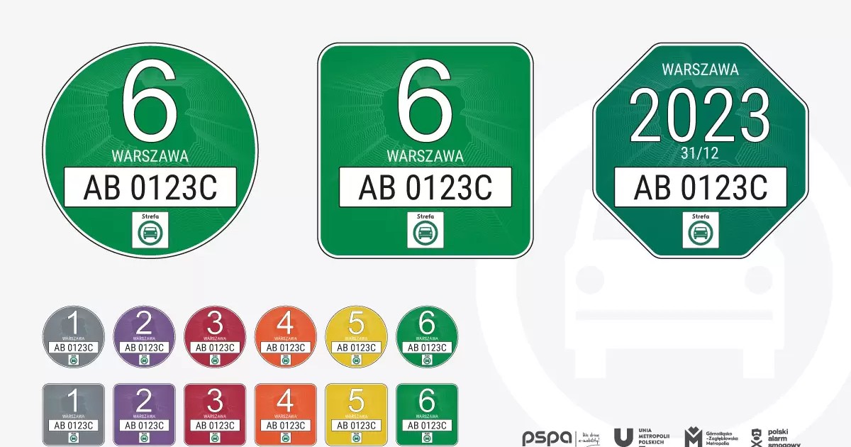 Projekt wzoru nalepek uprawniających do wjazdu do strefy czystego transportu