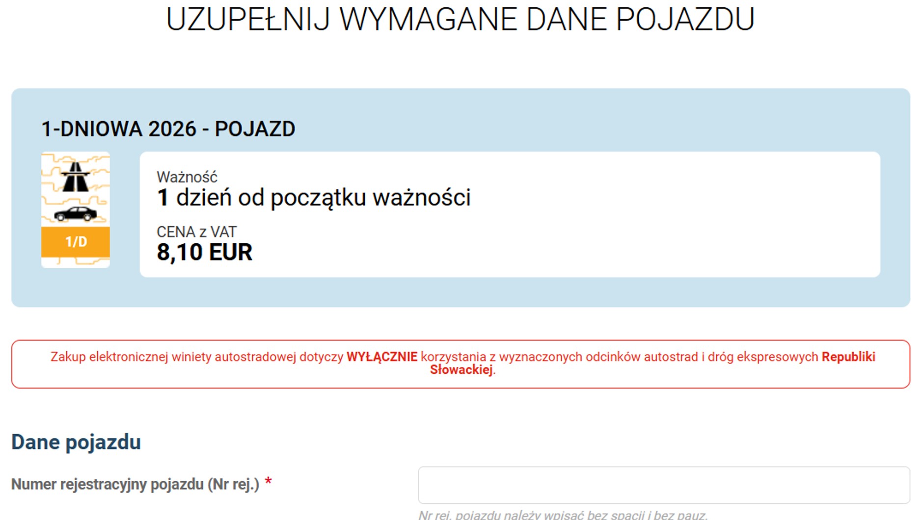 Zakup słowackiej winiety w sklepie internetowym