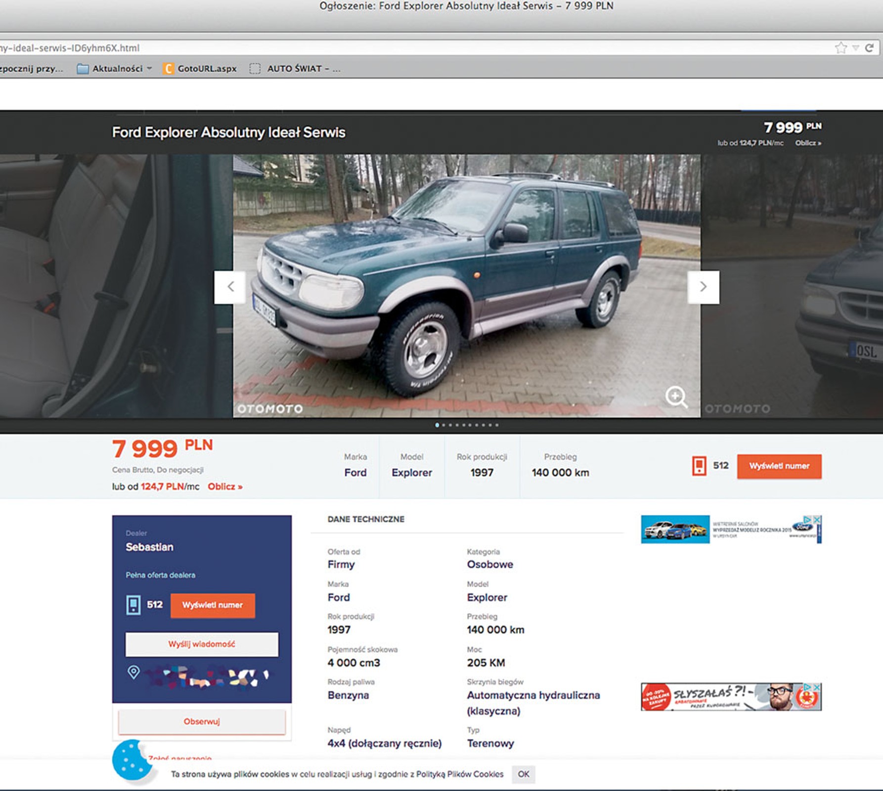 Auto z ogłoszenia - Ford Exploler za 8 000 zł