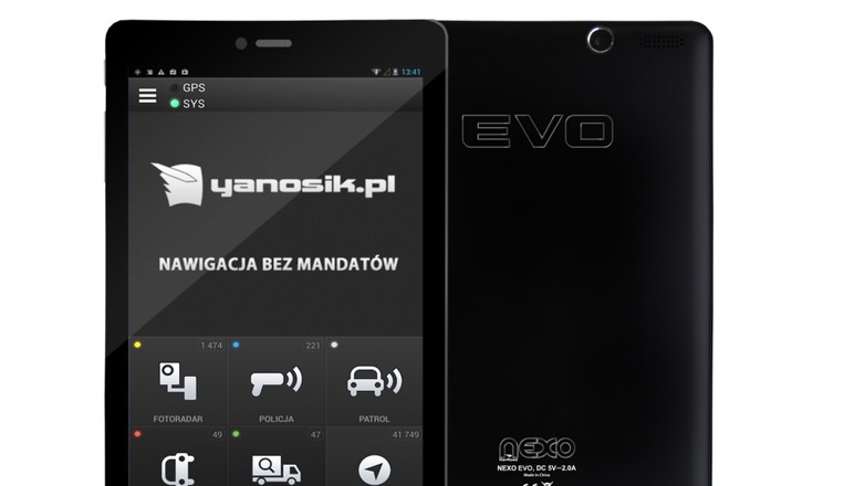 Standardowo tablet NavRoad Nexo Evo dostarczany jest z zainstalowaną aplikacją Yanosik.