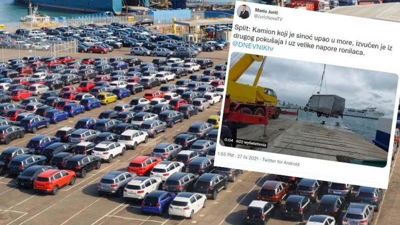 Ciężarówka stoczyła się do wody, bo kierowca nie zaciągnął hamulca ręcznego