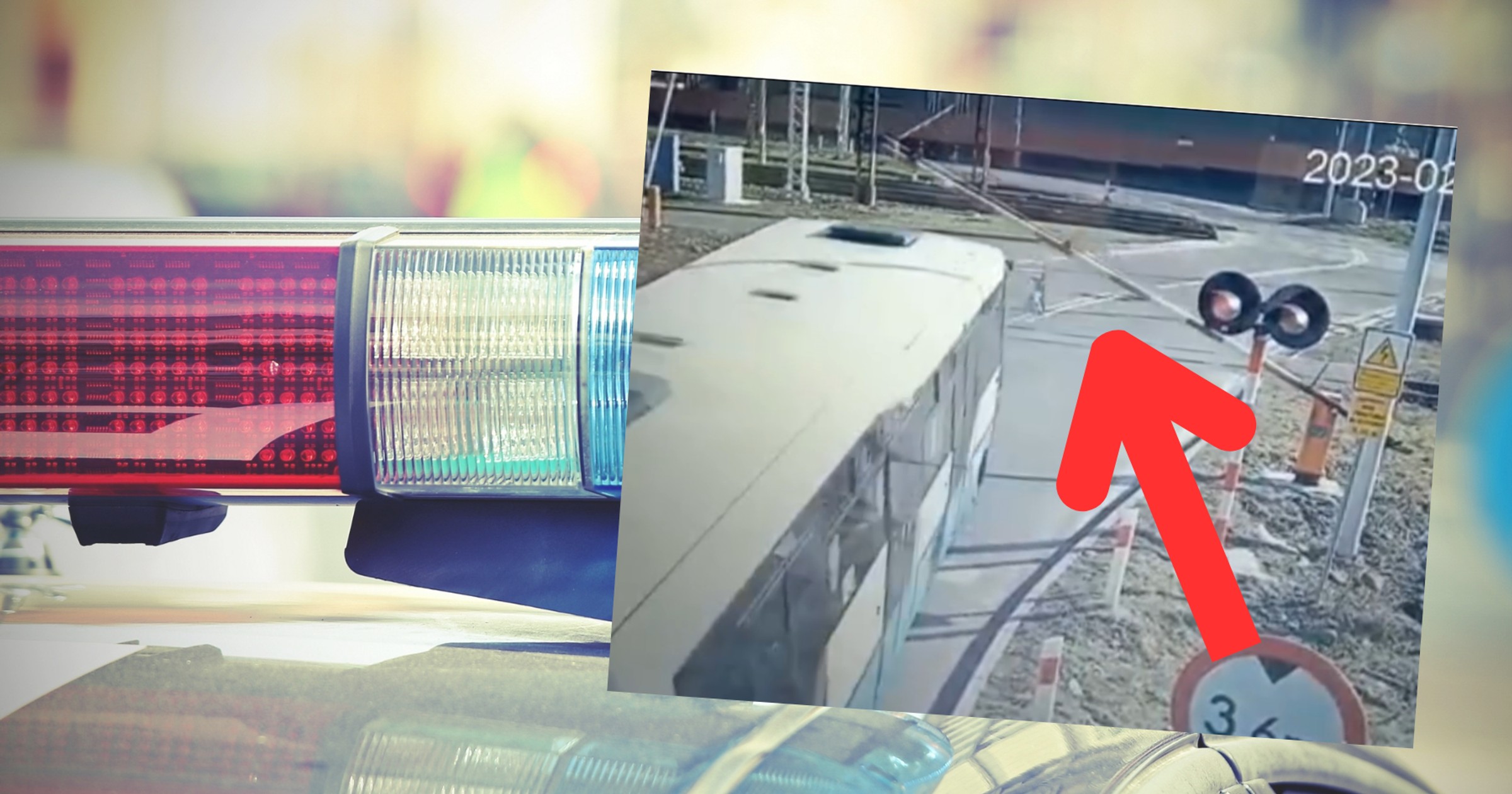 Kierowca autobusu wjechał w rogatkę (fot. kadr z wideo opublikowanego przez slaska.policja.gov.pl)