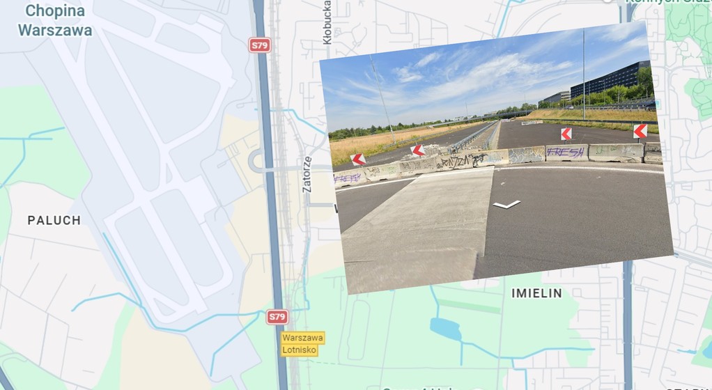 Droga S79 w Warszawie nagle urywa się na wysokości lotniska. Dlaczego?