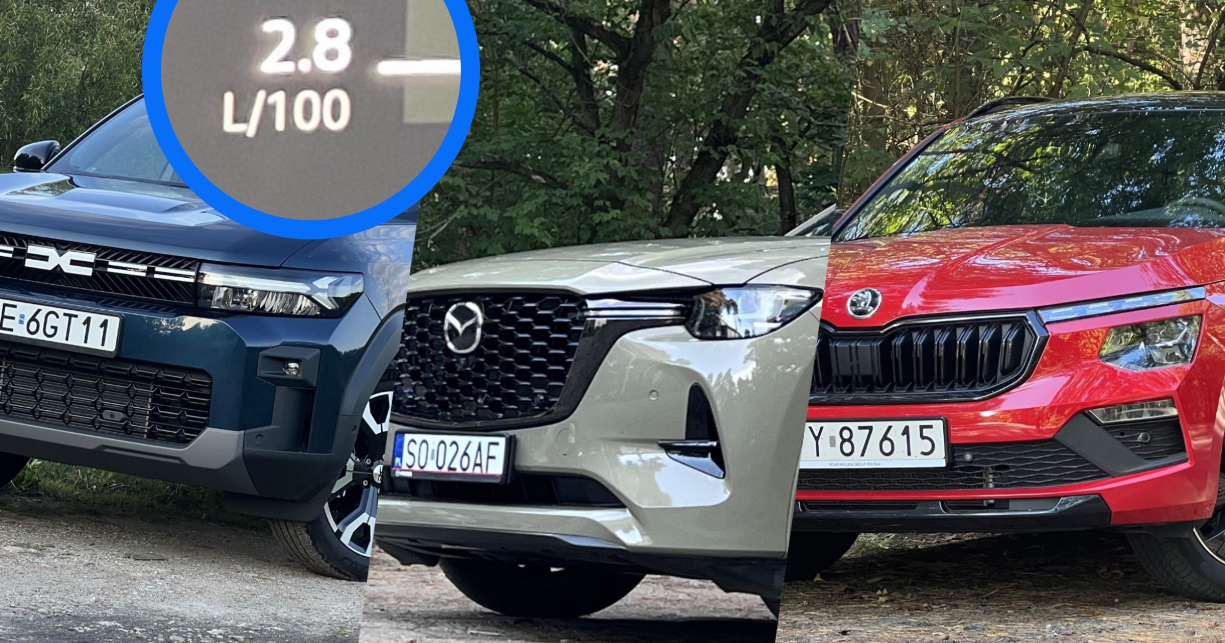 SUV-y Dacii, Mazdy i Skody (od lewej)