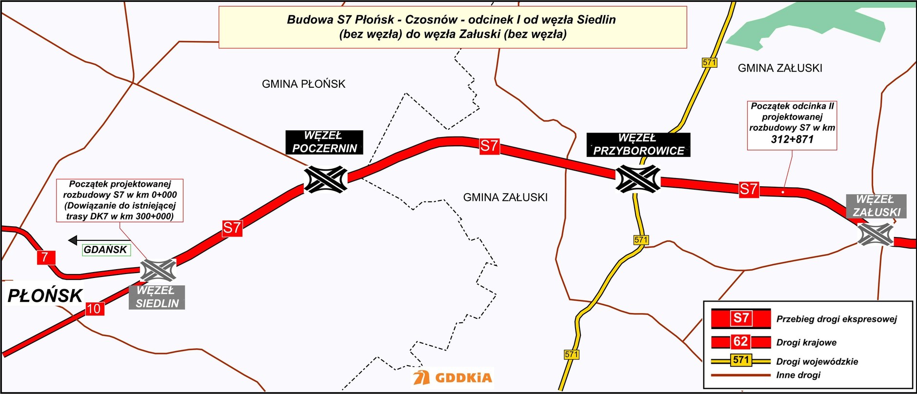 Budowa S7 Płońsk - Czosnów (węzły Siedlin - Załuski)