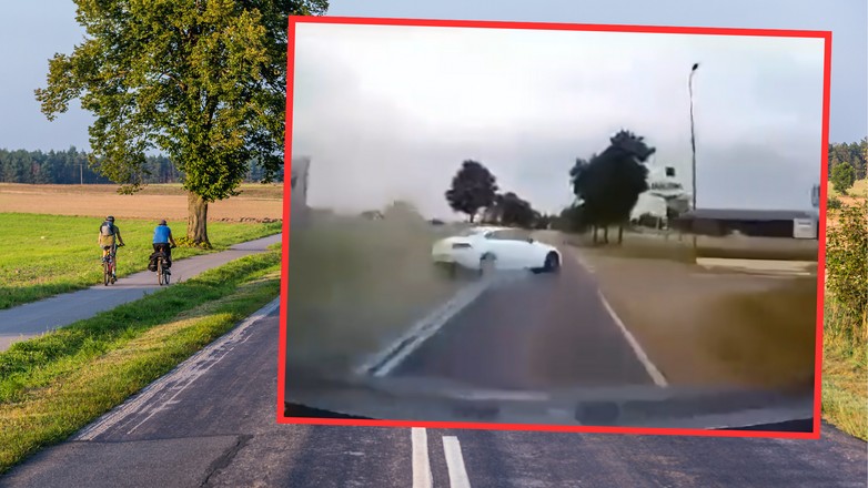 Dwóch kierowców urządziło nielegalny wyścig w Działdowie. Skończyli go w rowie (screen: BandytaZKamerka/Twitter)