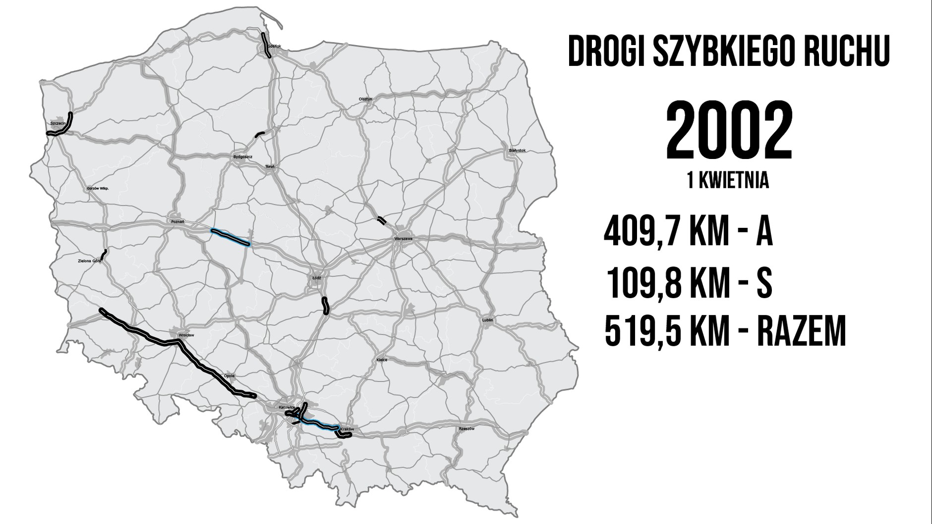 Drogi szybkiego ruchu — stan na 1 kwietnia 2002