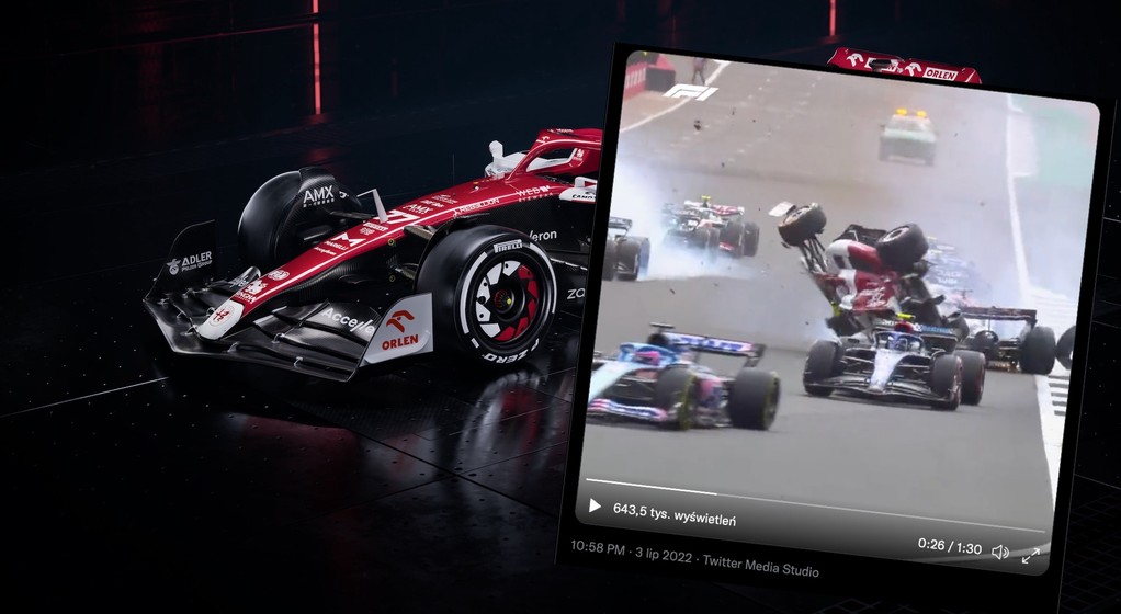 Zhou Guanyu z Alfa Romeo F1 Orlen Team brał udział w makabrycznie wyglądającym wypadku