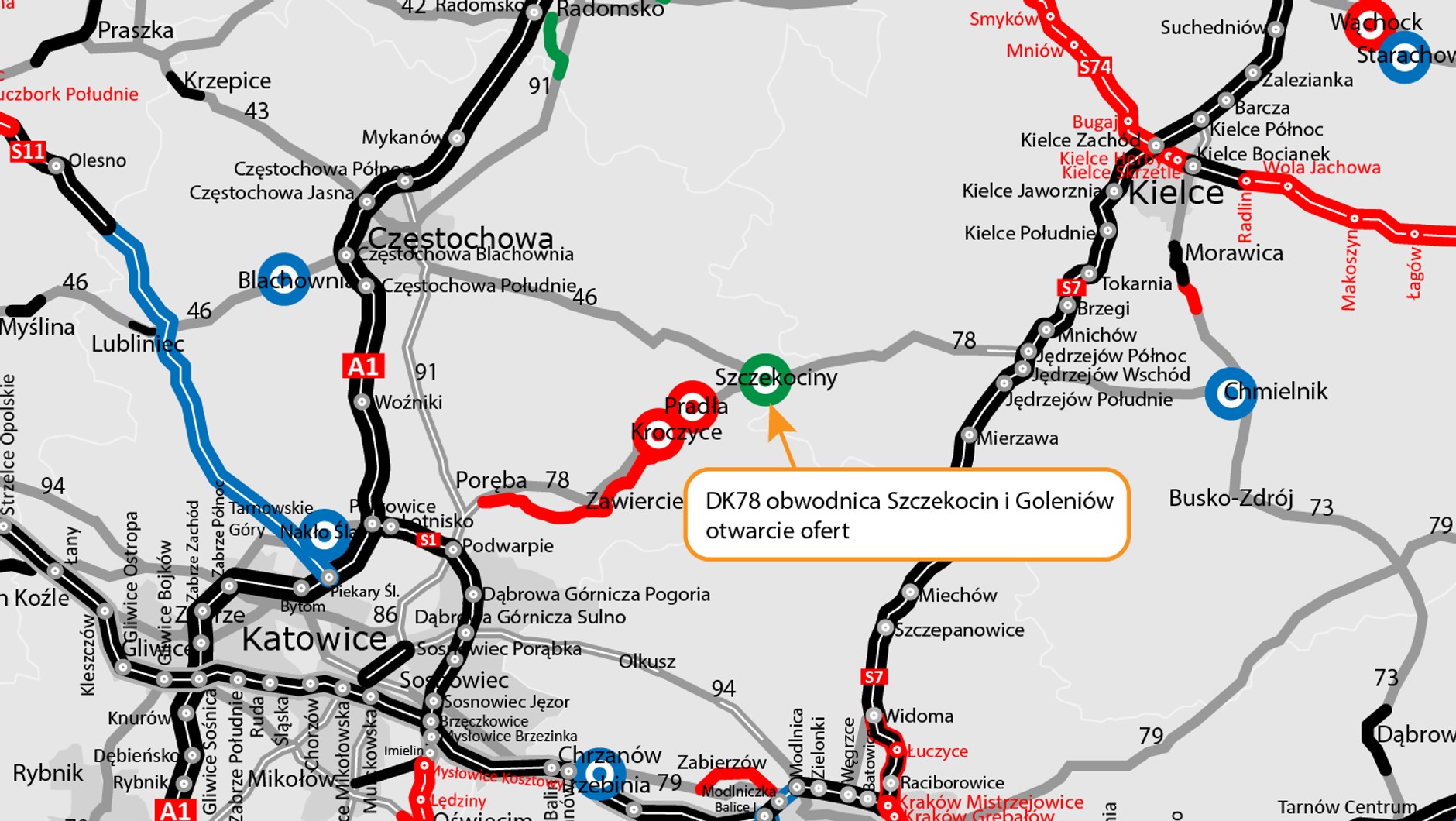 Obwodnica Szczekocin i Goleniów - mapa