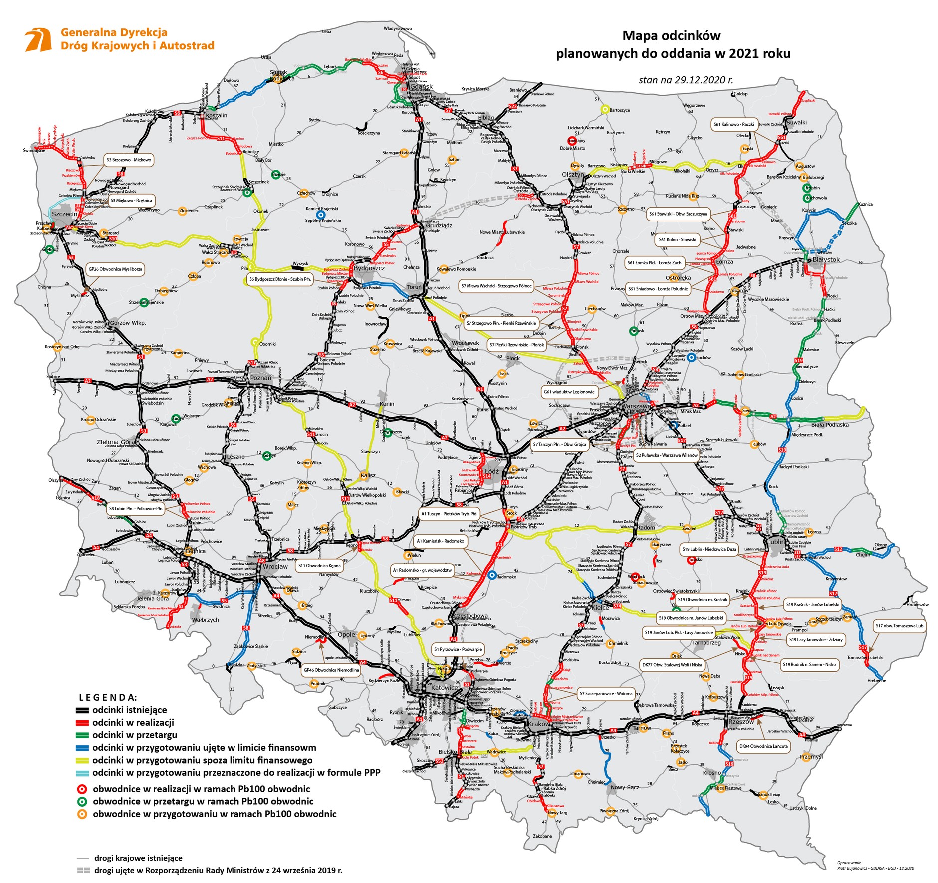 Drogi planowane do oddania w 2021 roku