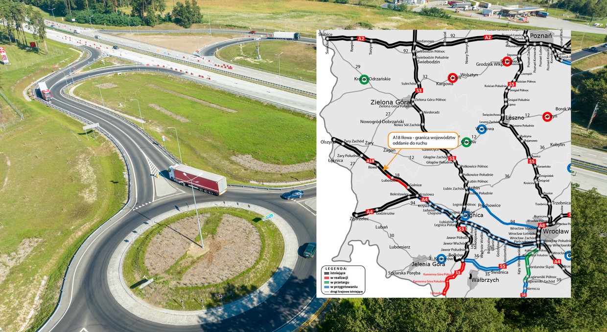 "Najdłuższe schody Europy" znikają. Kierowcy zyskali kolejny fragment autostrady A18 [MAPA]
