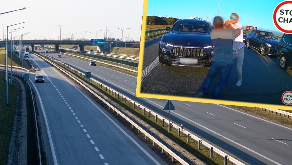 Kierowcy pobili się na autostradzie A2 (screen: YouTube/Stop Cham)