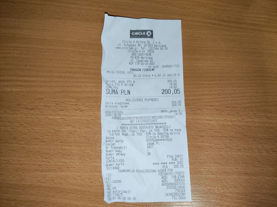 Promocja na paliwo na Circle K 15 grudnia 2022 r.