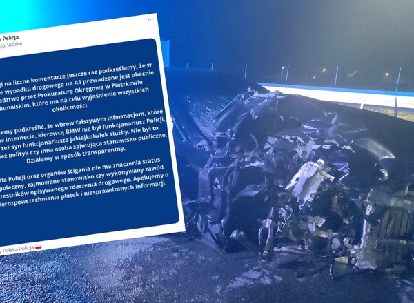 Wypadek na A1. Policja wydała oświadczenie dotyczące kierowcy BMW
