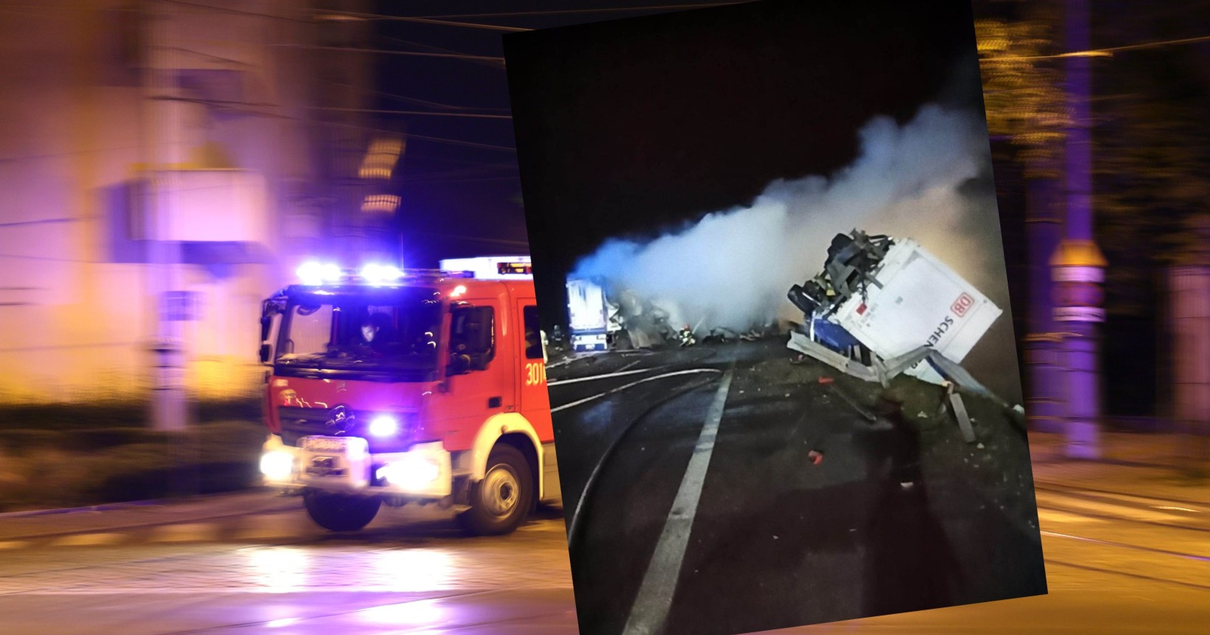 Pożar ciężarówek na S8 