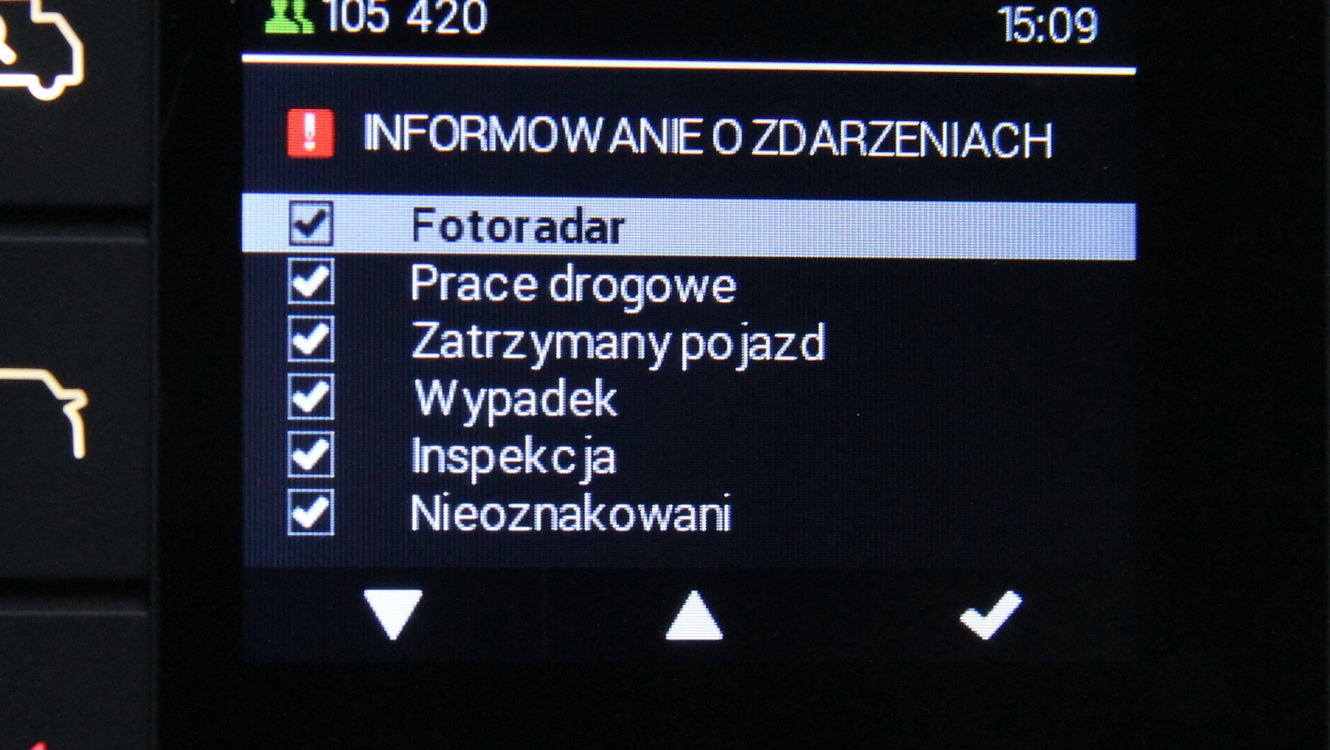 Rodzaje powiadomień w Yanosik GTR