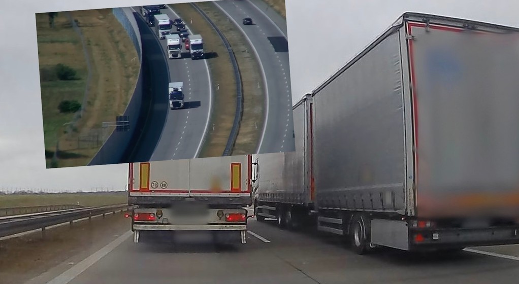 Wyprzedzanie ciężarówek na drodze szybkiego ruchu