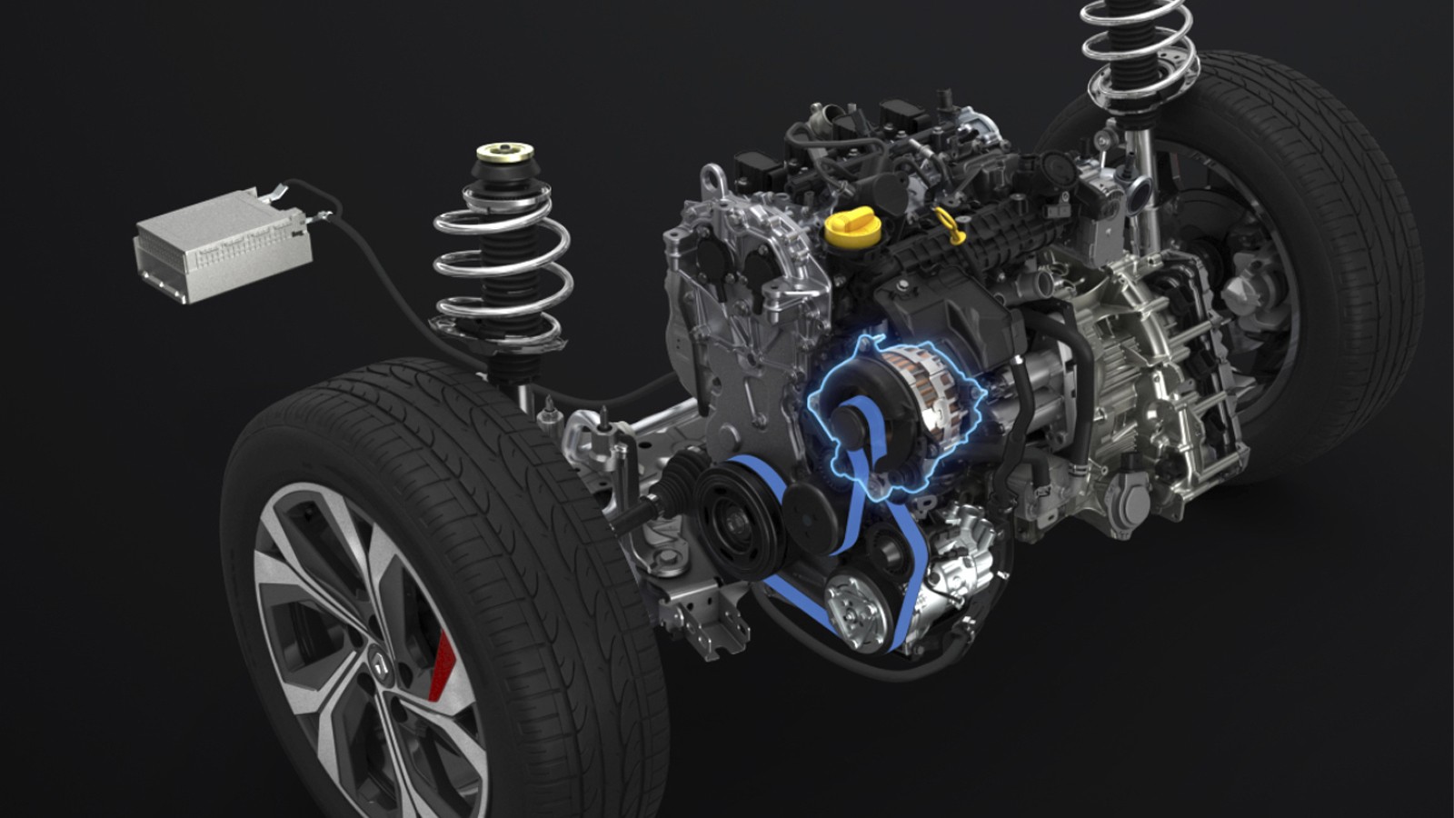 Układ mikrohybrydy dostarcza nawet 20 Nm. Usprawnia działanie systemu start-stop i wspomaga silnik spalinowy podczas największego zapotrzebowania na energię