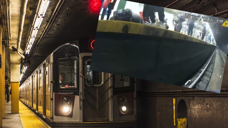 Policjant na chwilę przed przyjazdem metra zeskoczył z torów