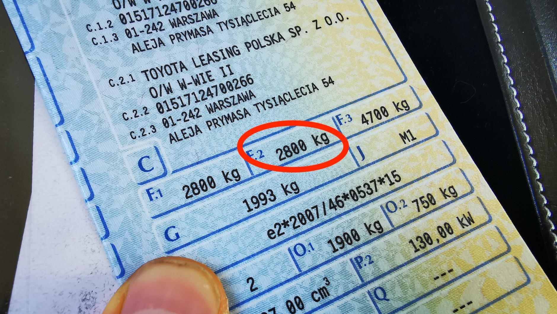 Dopuszczalna masa całkowita.