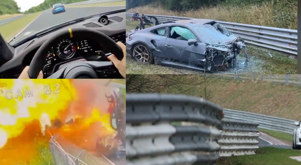 Polak pojechał legalnie poszaleć na Nürburgringu. Z Porsche niewiele zostało. "Tam nikt nie zginął?"