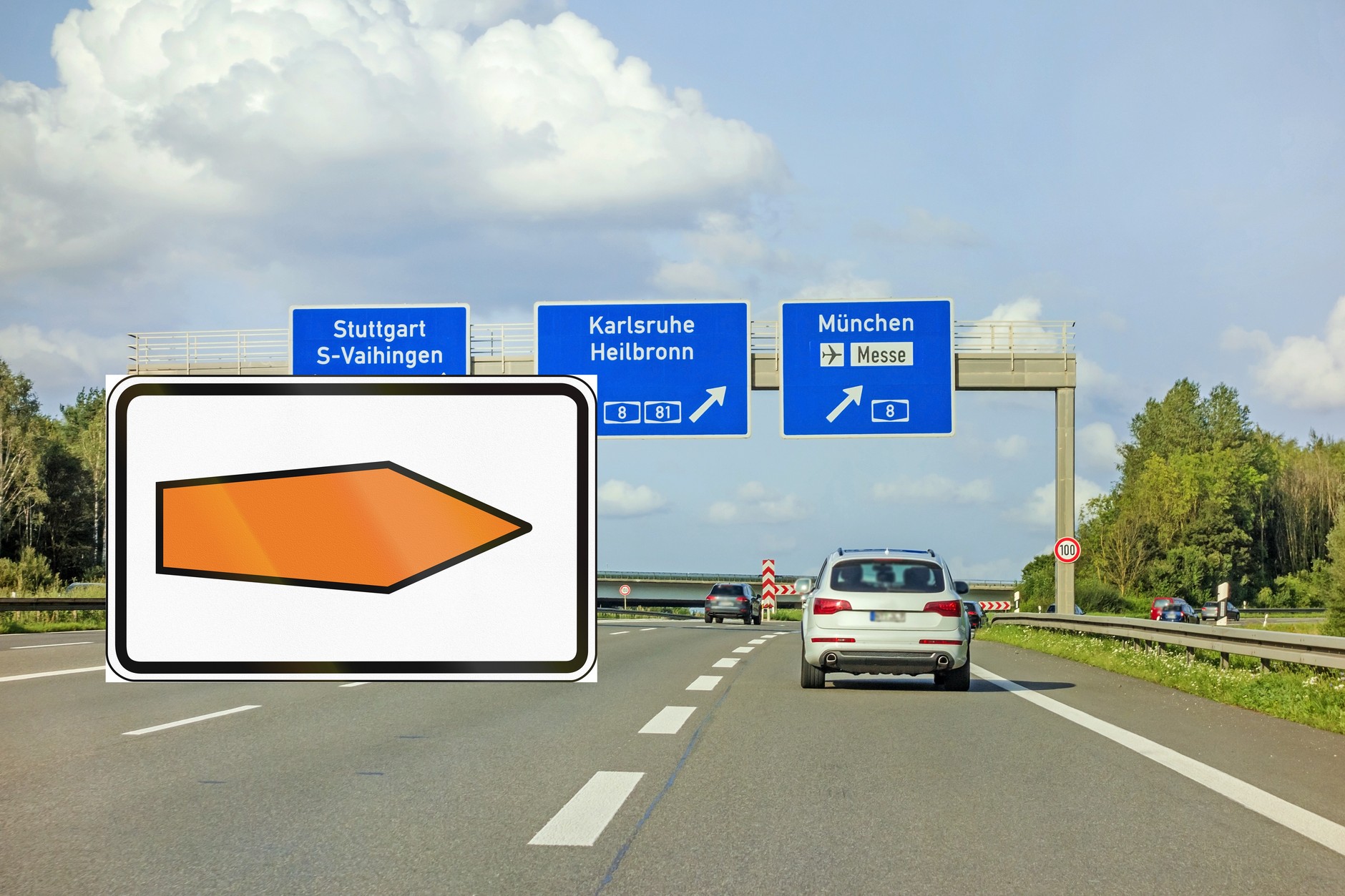 Na niemieckich autostradach można spotkać "strzałkę objazdową". Warto wiedzieć, co ona oznacza