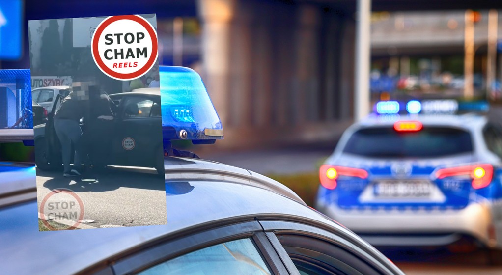 W Łodzi kierowcy wyciągnęli z samochodu pijanego mężczyznę (fot. screen: Facebook/Stop Cham Reels)