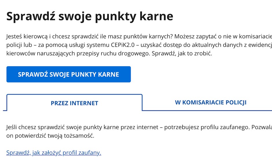 Każdy może sprawdzić swoje punkty karne