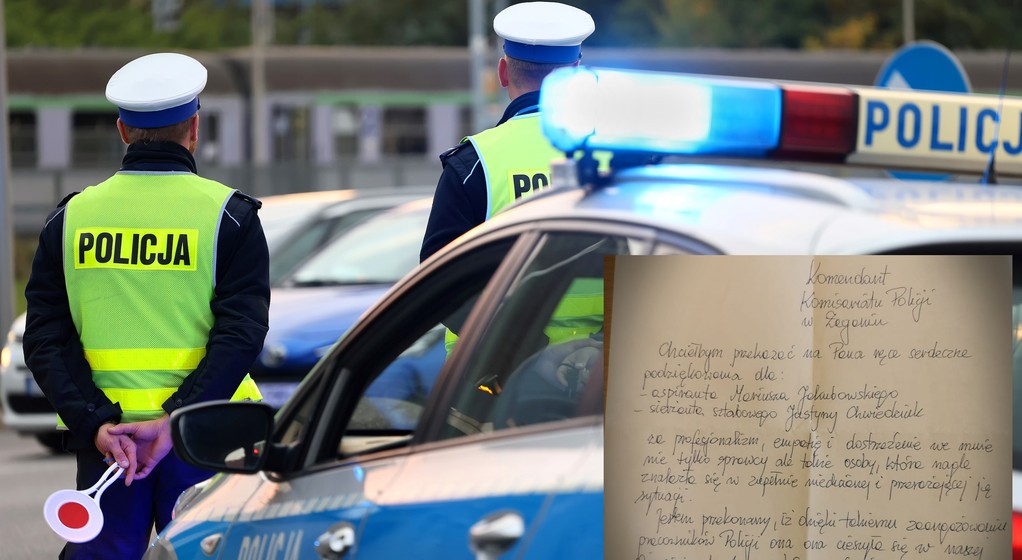 List do policji od sprawcy zdarzenia drogowego (Żagań; kwiecień 2023 r.; na pierwszym planie zdjęcie ilustracyjne)