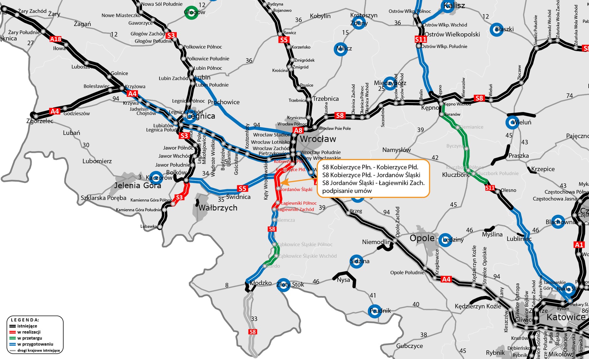 S8 Kobierzyce - Łagiewniki - grafika - podpisanie umowy - 14122023 r