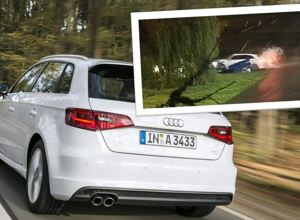 Myślał, że jego Audi to "driftmaszyna". Drzewo wyprowadziło go z błędu [WIDEO]