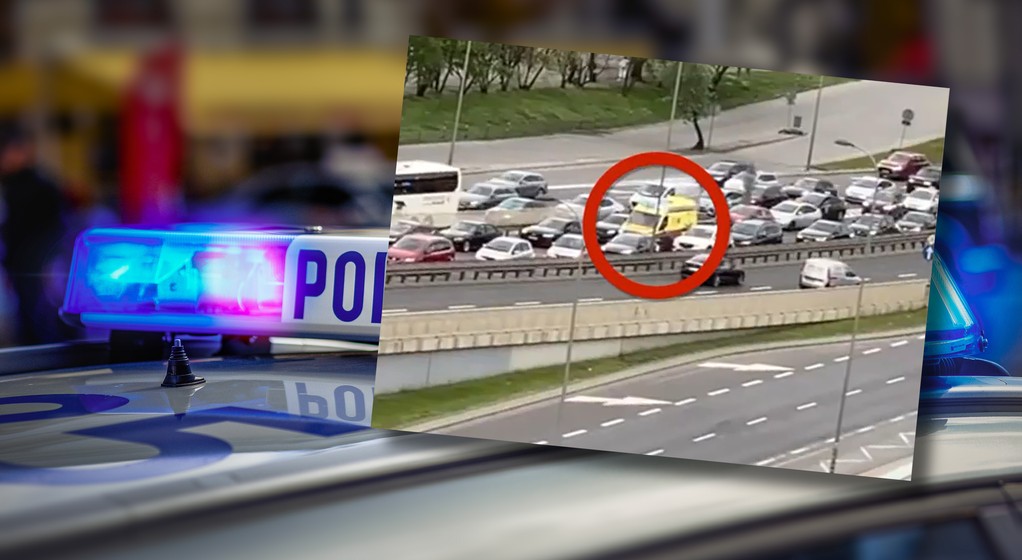 Policjanci opublikowali film z monitoringu, pokazujący karetkę przeciskającą się w korku stworzonym przez Ostatnie Pokolenie